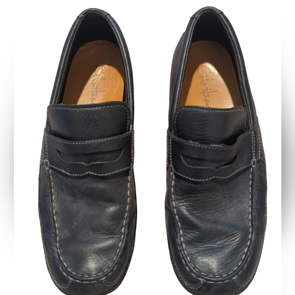 Cole Haan, Men's 11 US, Penny Loafer Style, Black Leather Loafer Shoe